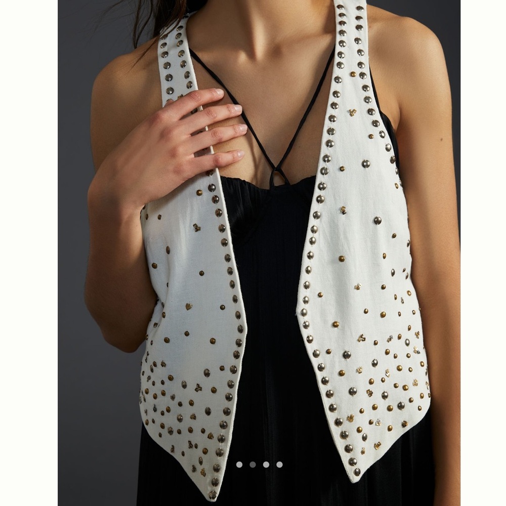 NWT Anthropologie Relaxed Studded Vest Size XL